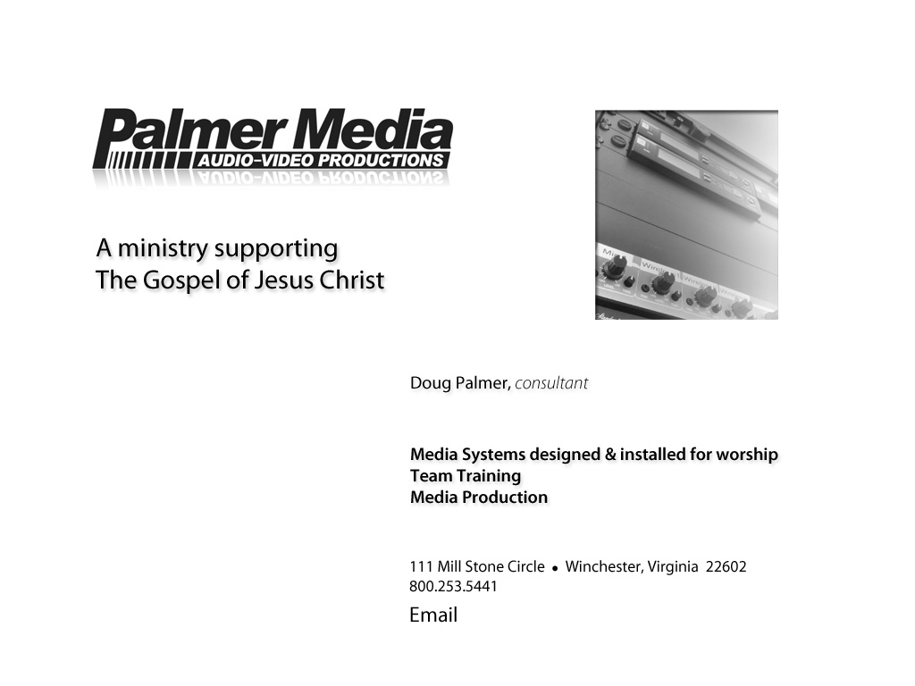 Palmer Media, Audio-Video Productions - Welcome page